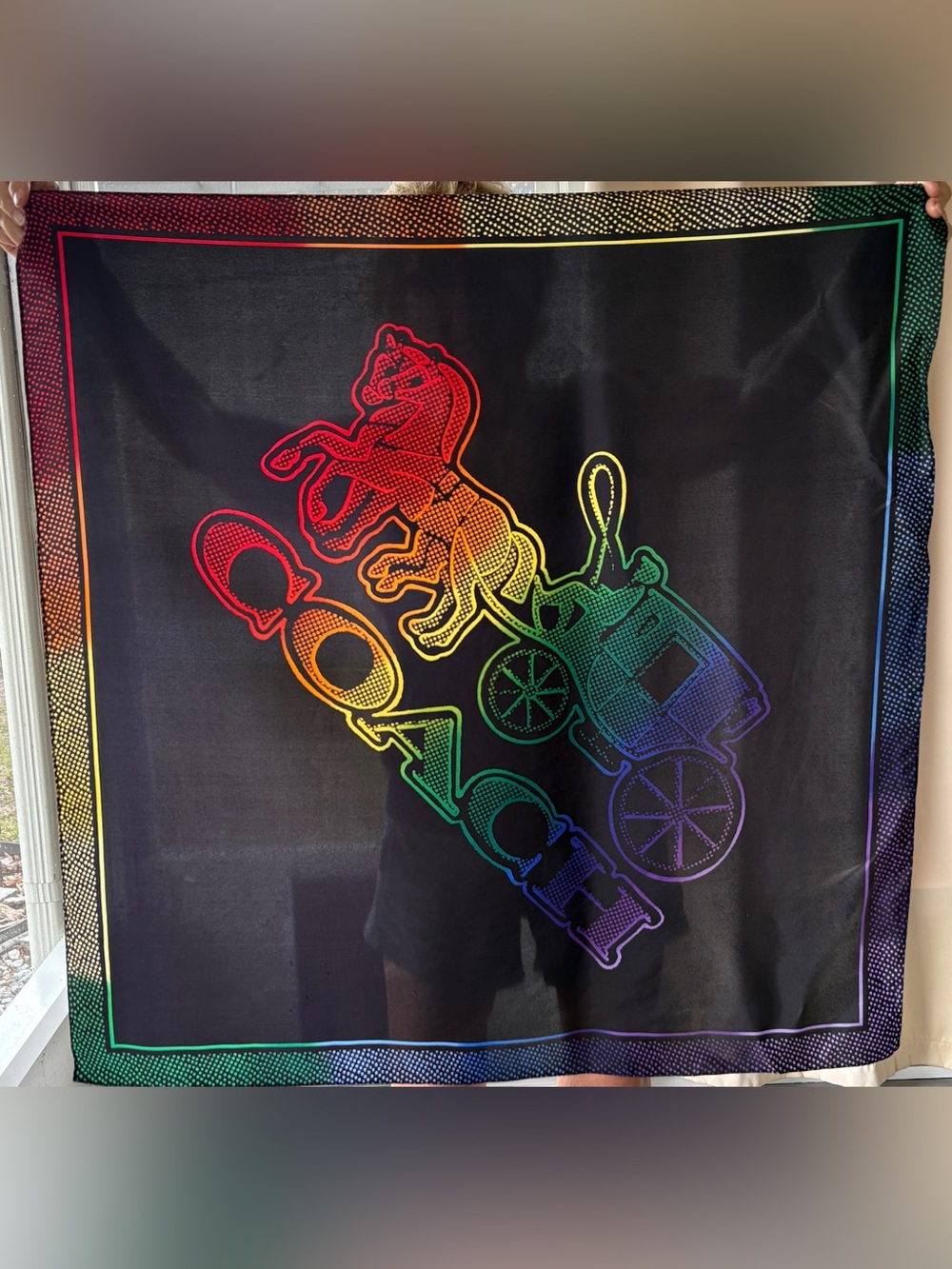 COACH Rainbow Ombré Horse and Carriage Scarf - Picture 2 of 5
